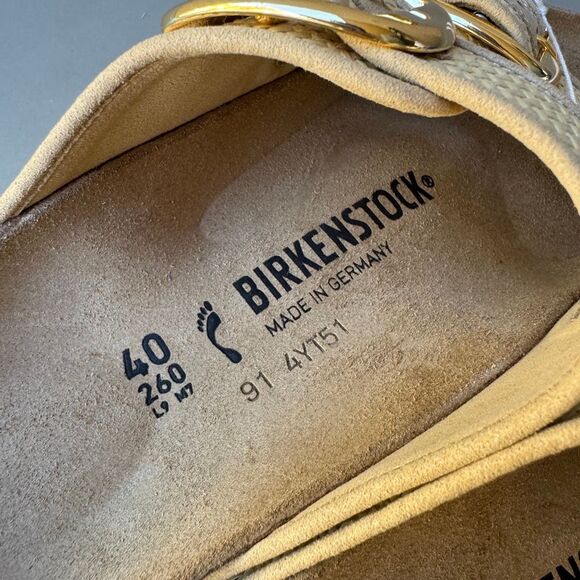 Birkenstock Arizona Big Buckle Raffia Sandal Women’s 40EU or 9US Natural Texture - Picture 9 of 12